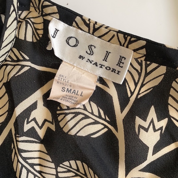 Vintage Josie by Natori Set Slip & Wrap Robe Night Dress Leaf Vine print size S - Picture 4 of 11